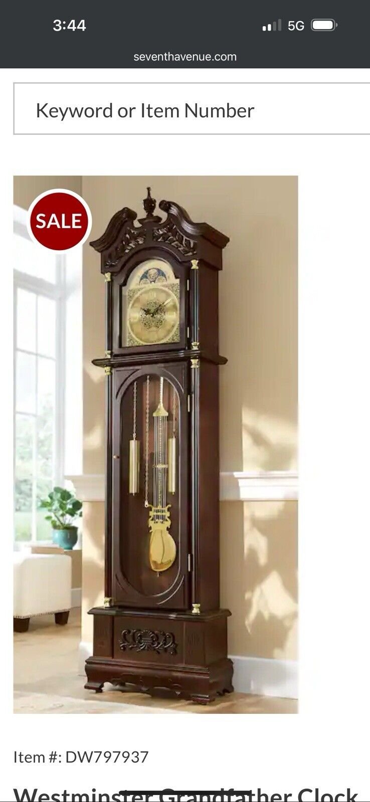 Westminster Grandfather Clock New Open Box Never Used