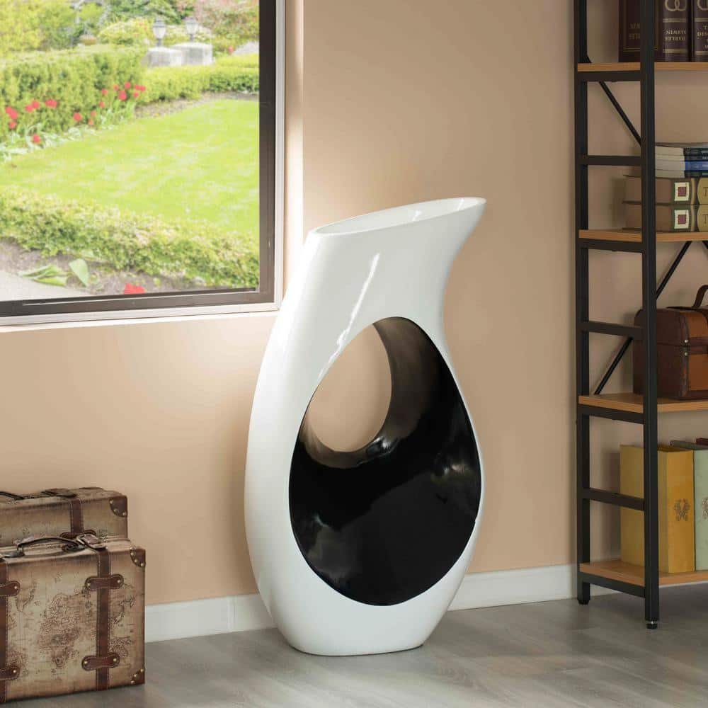 White Large Unique Shaped Modern Floor Vase