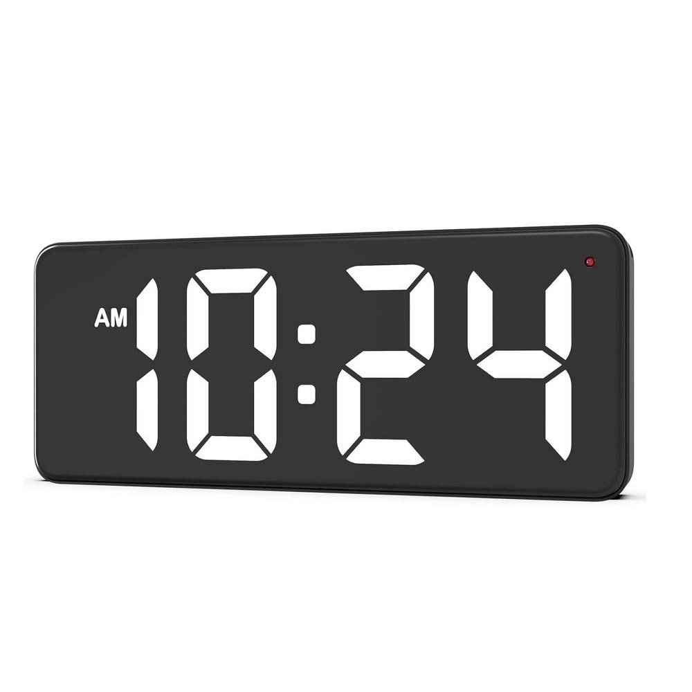 White LED Digital Wall Clock with Large Display, Anti-Reflective Surface, Auto-Dimming for...