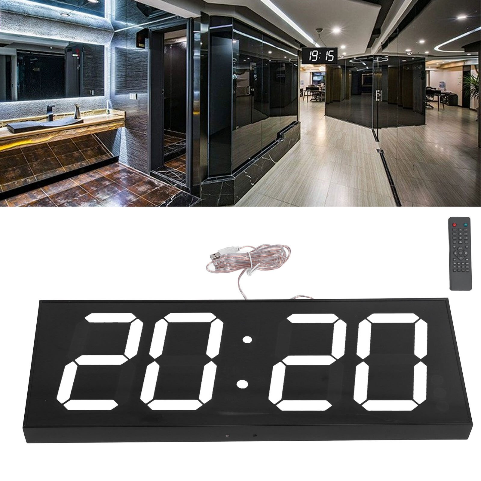 (White Light)Double Sided LED Clock Digital Temperature Display Wall Clocks Hot