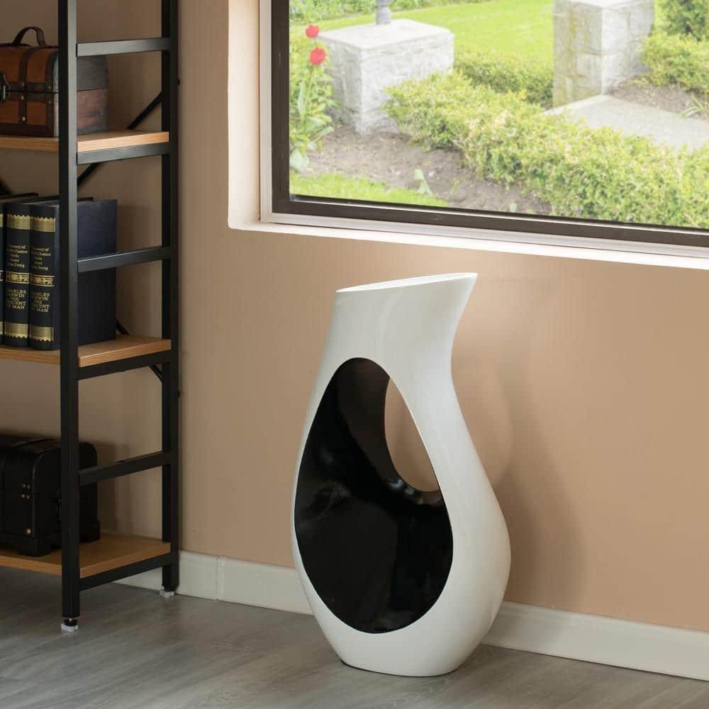 White Small Unique Shaped Modern Floor Vase