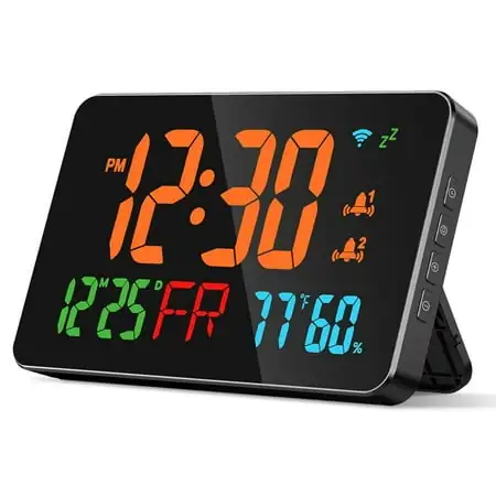 Wi Fi Digital Wall Clock with Dual Alarm with 7 . 48 Large LED Screen App Control