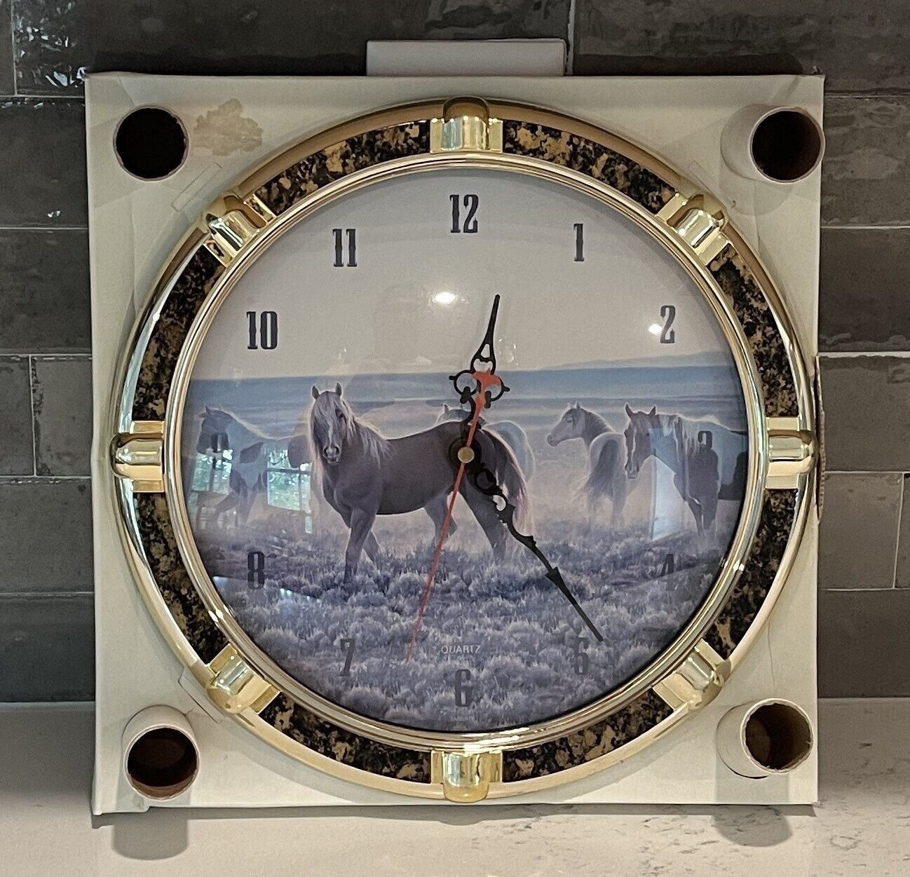 Wildlife Collection Quartz Wall Clock NEW Mustang / Horses