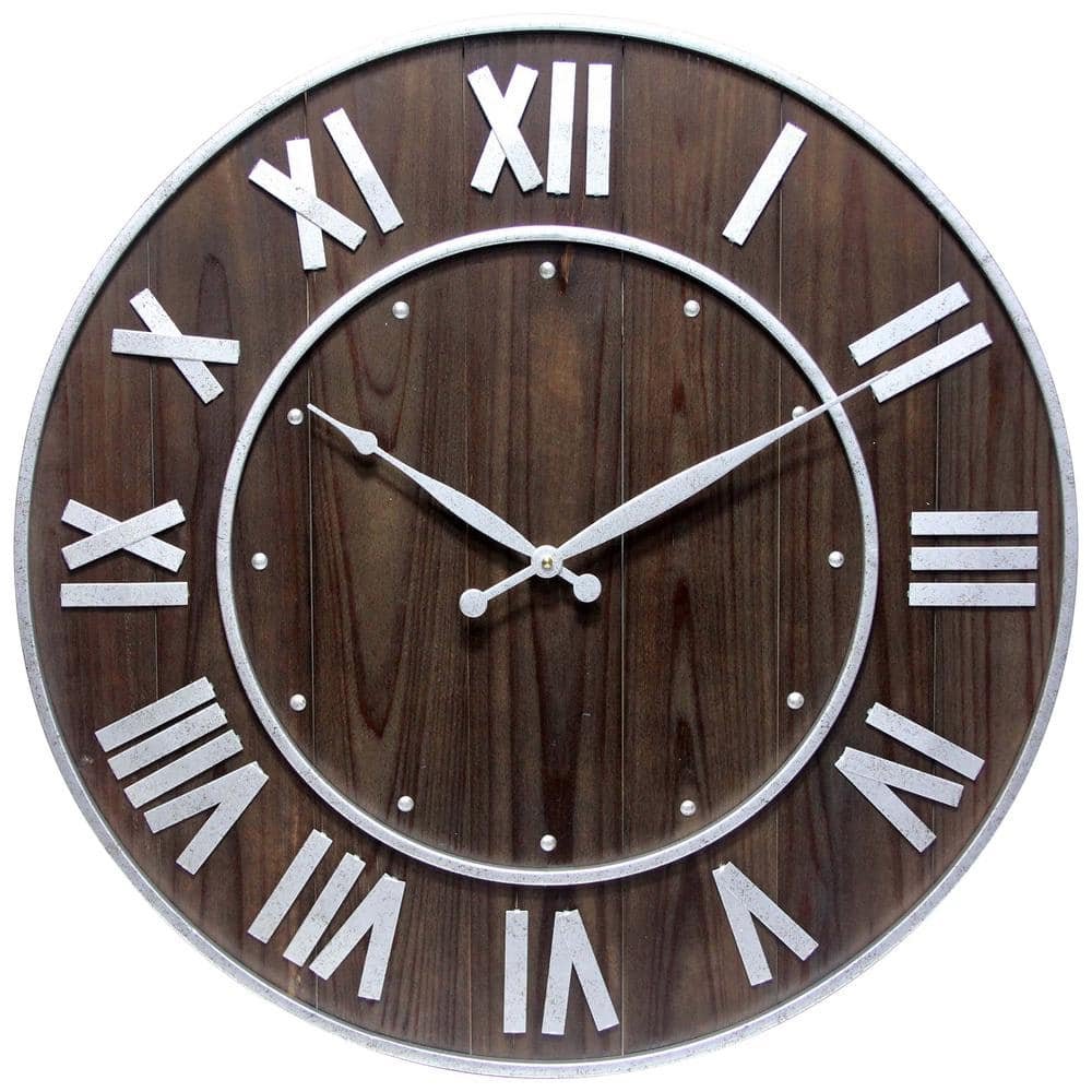 Wine Barrel Dark Brown Wall Clock