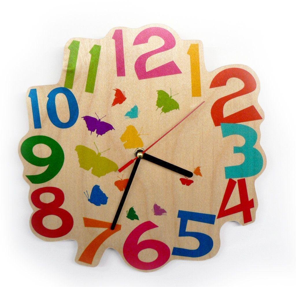 Wood Decoration Wall Clock Butterflies Bxlxh 9 21/32x1 9/16x9 21/32in New