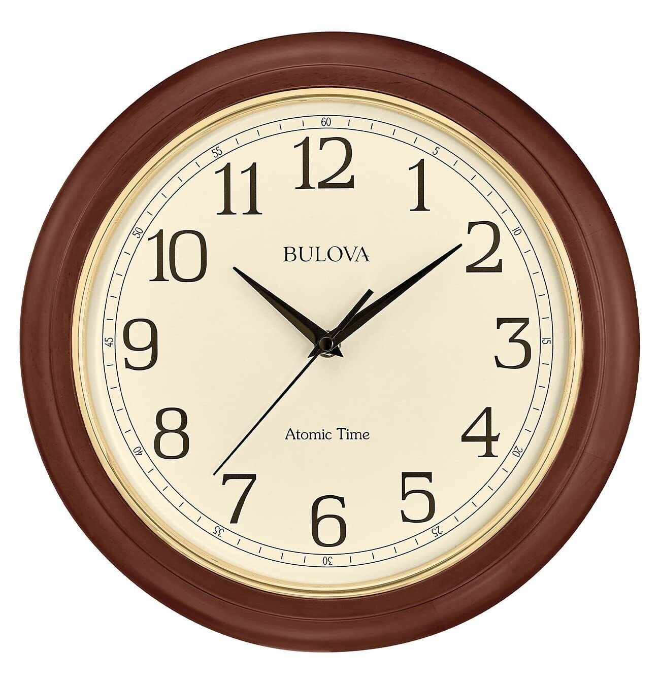 Wooden Atomic Analog Wall Clock, C5004 Atomic Time 2, Sets Automatically, Qua...