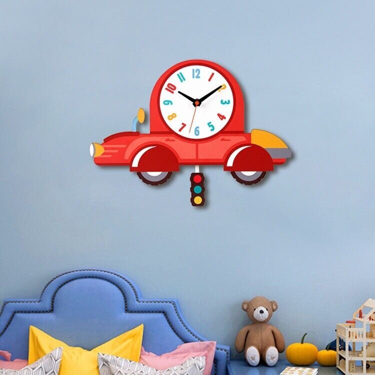 Wooden Cartoon Swing Wall Clocks: Whimsical Children's Room Decoration!