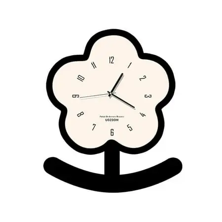 Wooden Flower Shape Desk Clock 8 . 7 in Cute Swing Flower Clock, Easy to Read Silent Sweep Clock