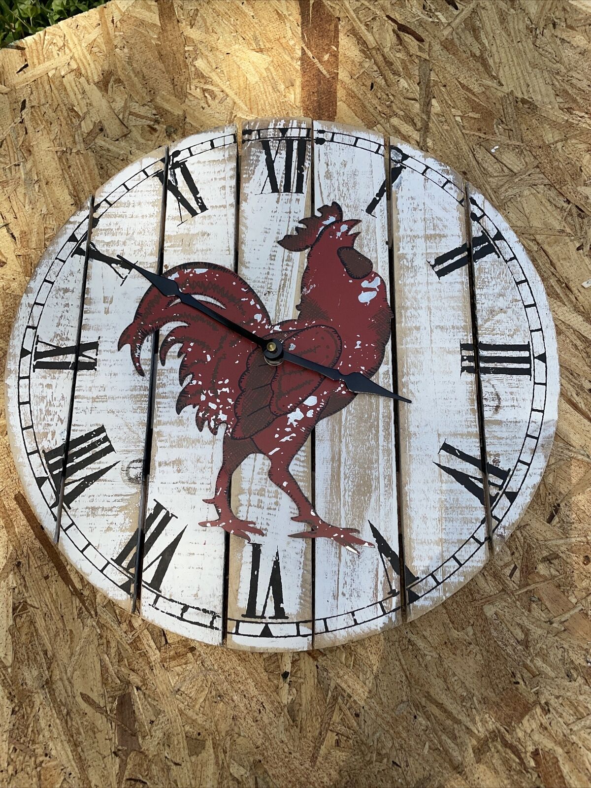 Wooden Rooster Farmcore Wall Clock