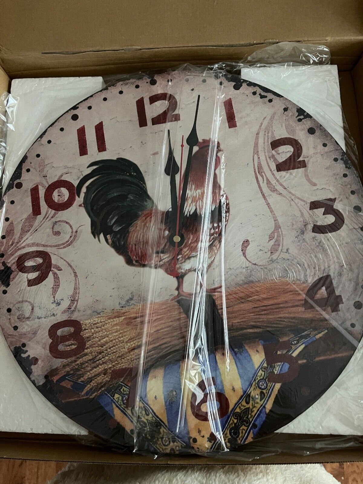 Wooden Wall Clock Rooster Chicken Clock Retro Vintage Large Clock Home Decor