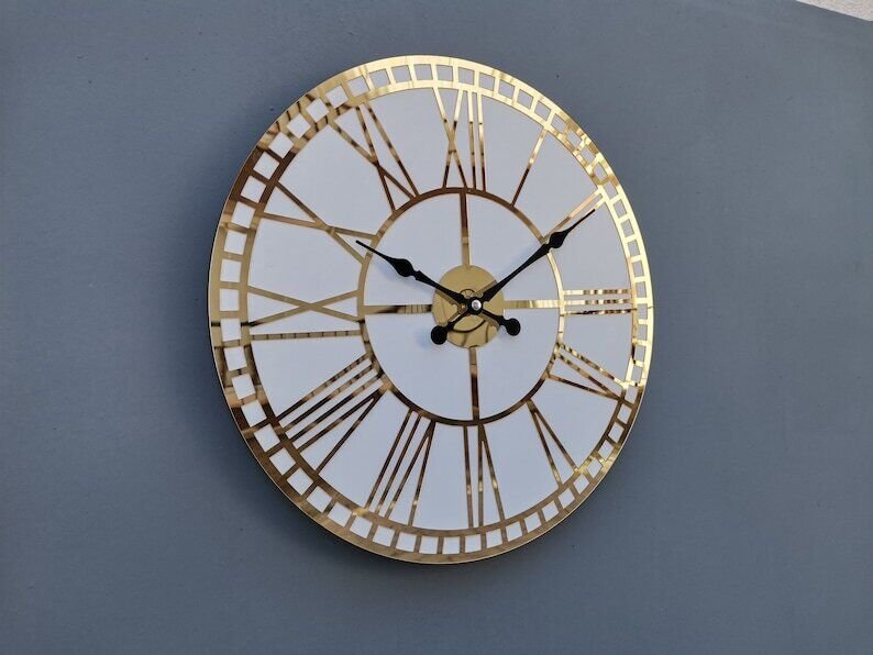 Wooden Wall Clock With Roman Numeral,Unique Wall Clock,Modern Large Wall Clock,