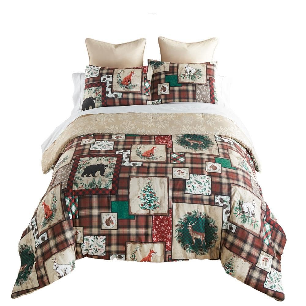 Woodland Holiday 3-Piece Multicolor Queen Comforter Set