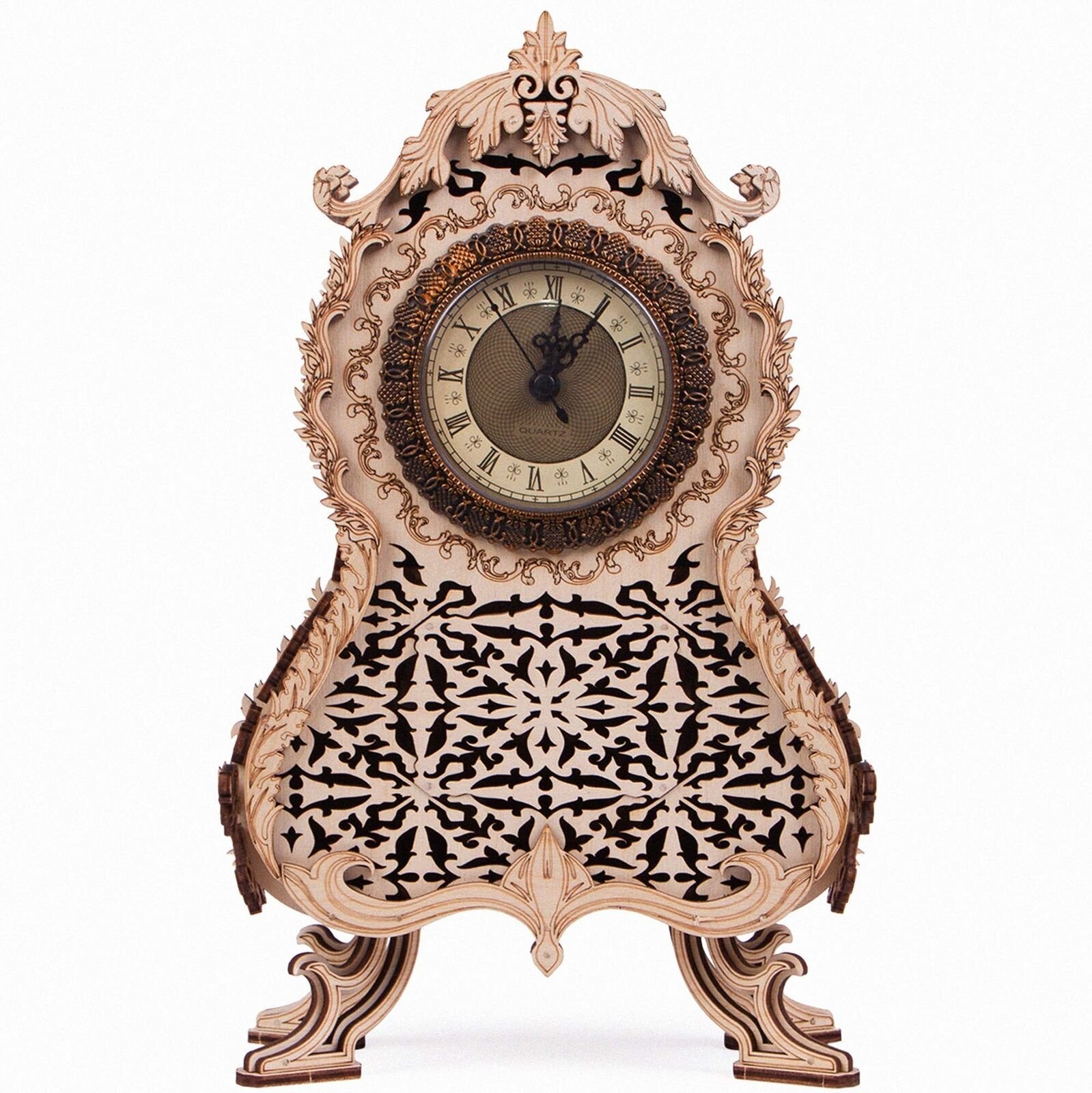 Wood Trick Analog Vintage Table Clock Wooden Model Kit for Adults and Kids - ...