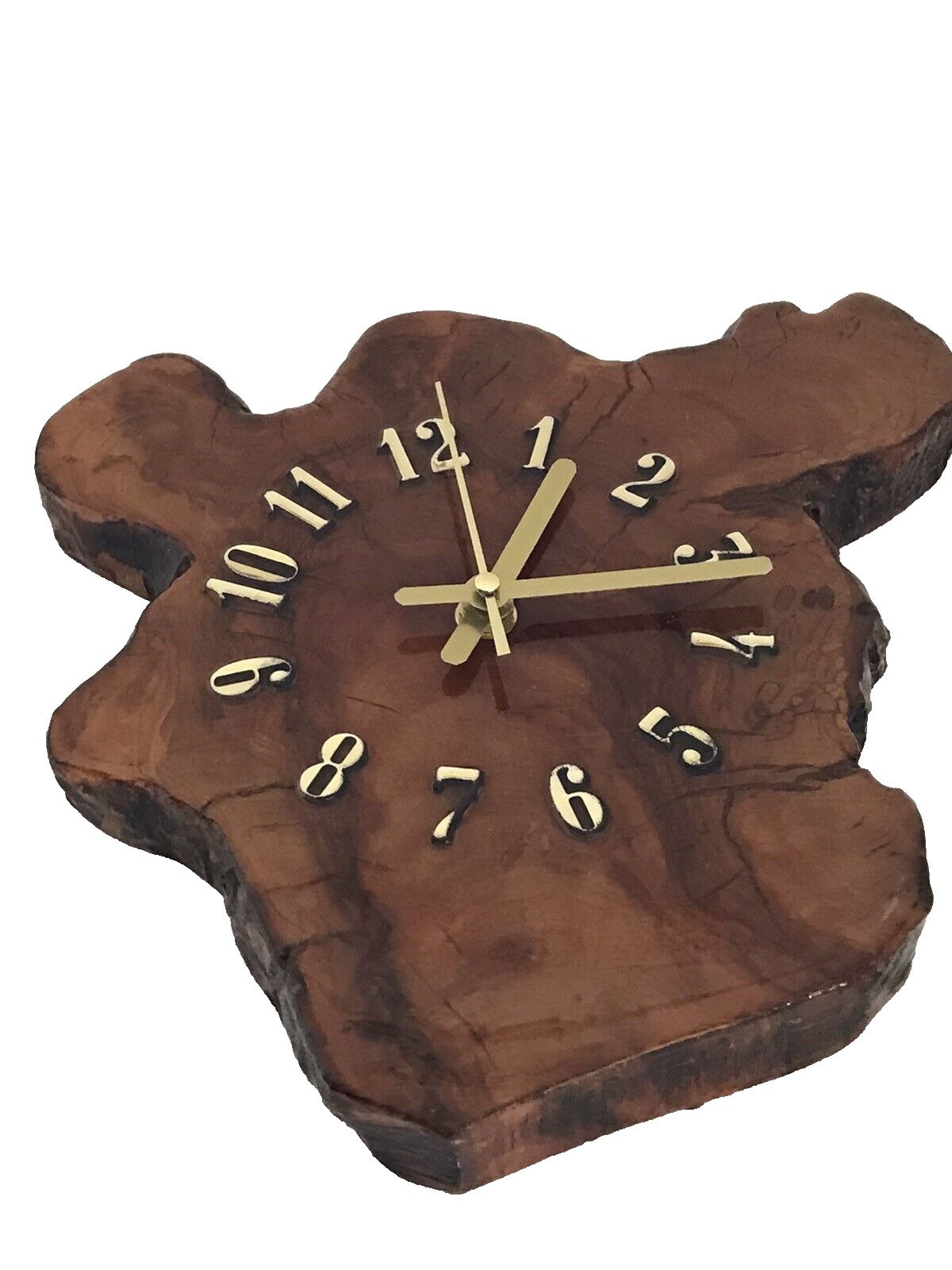 Wood Wall Clock MCM Slab Lacquered Tree Stump