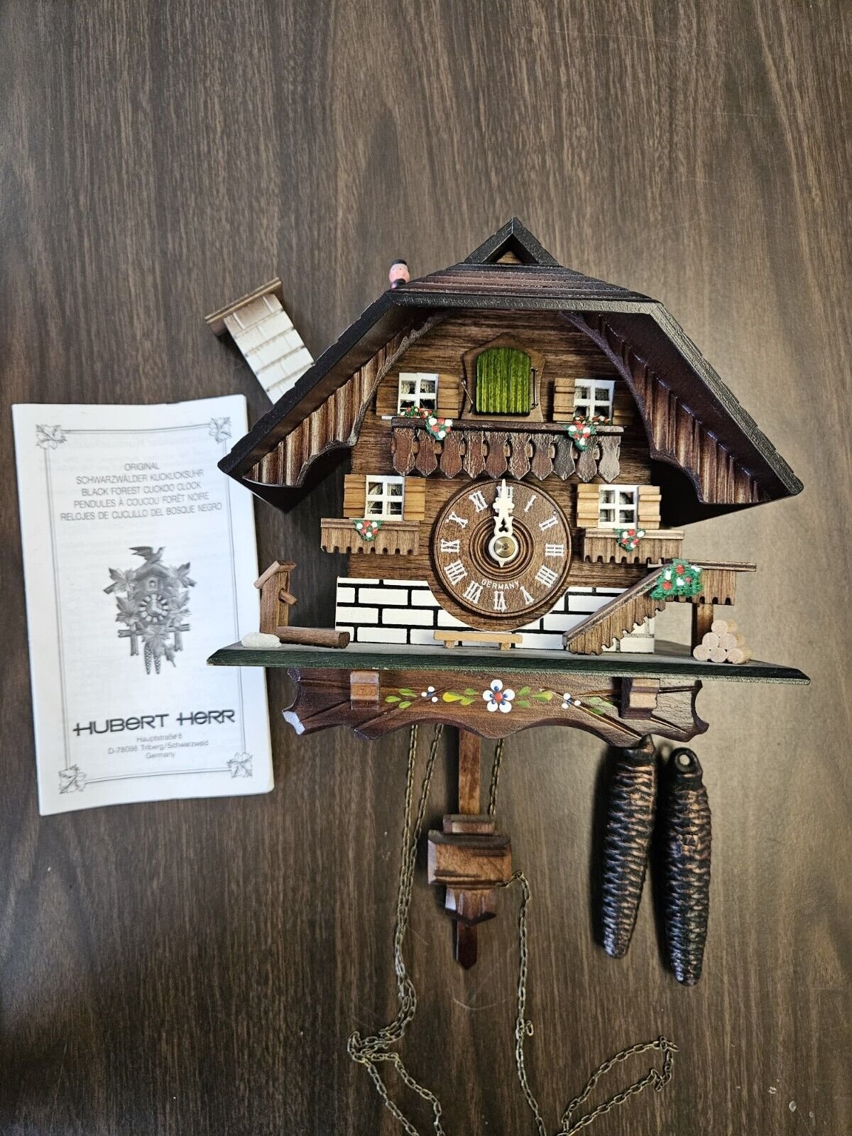 WORKING Vintage “Chimney Sweep” Chalet Style Cuckoo Clock Hubert Herr Germany