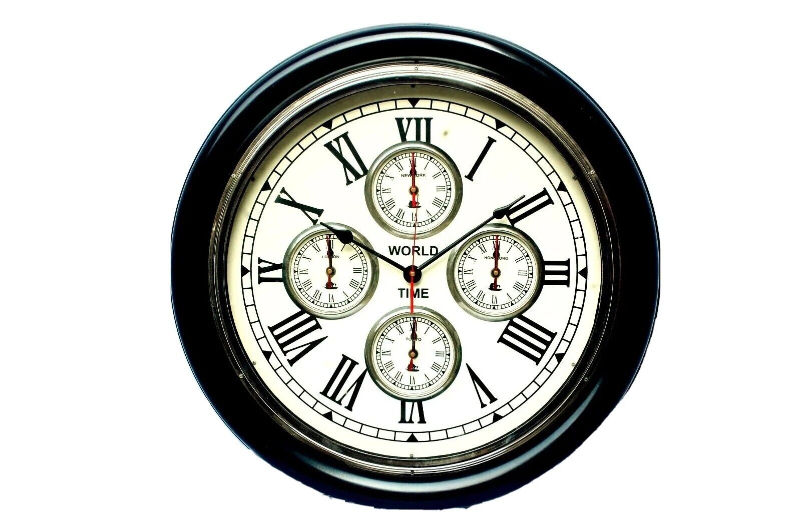WORLD TIME Antique Hanging Wall Clocks for Home Décor Indoor Outdoor Living Room