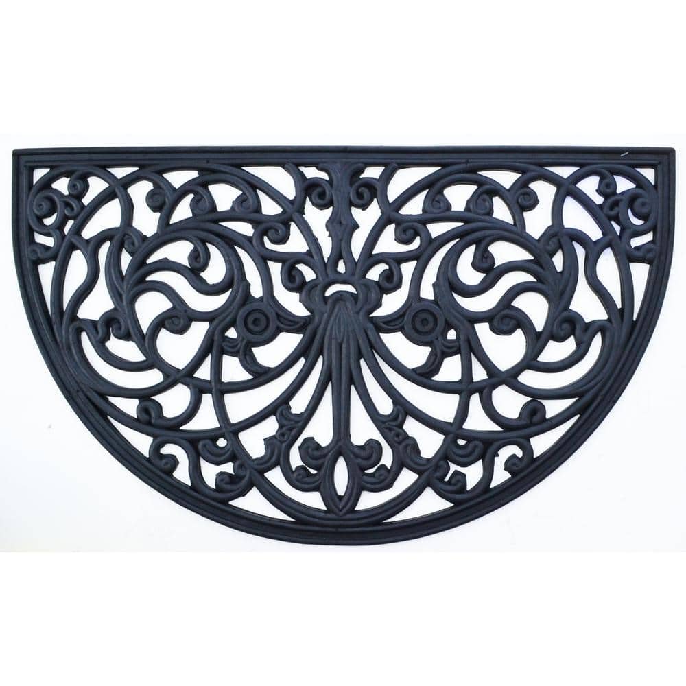 Wrought Iron Half Round 30 in. x 18 in. Rubber Door Mat
