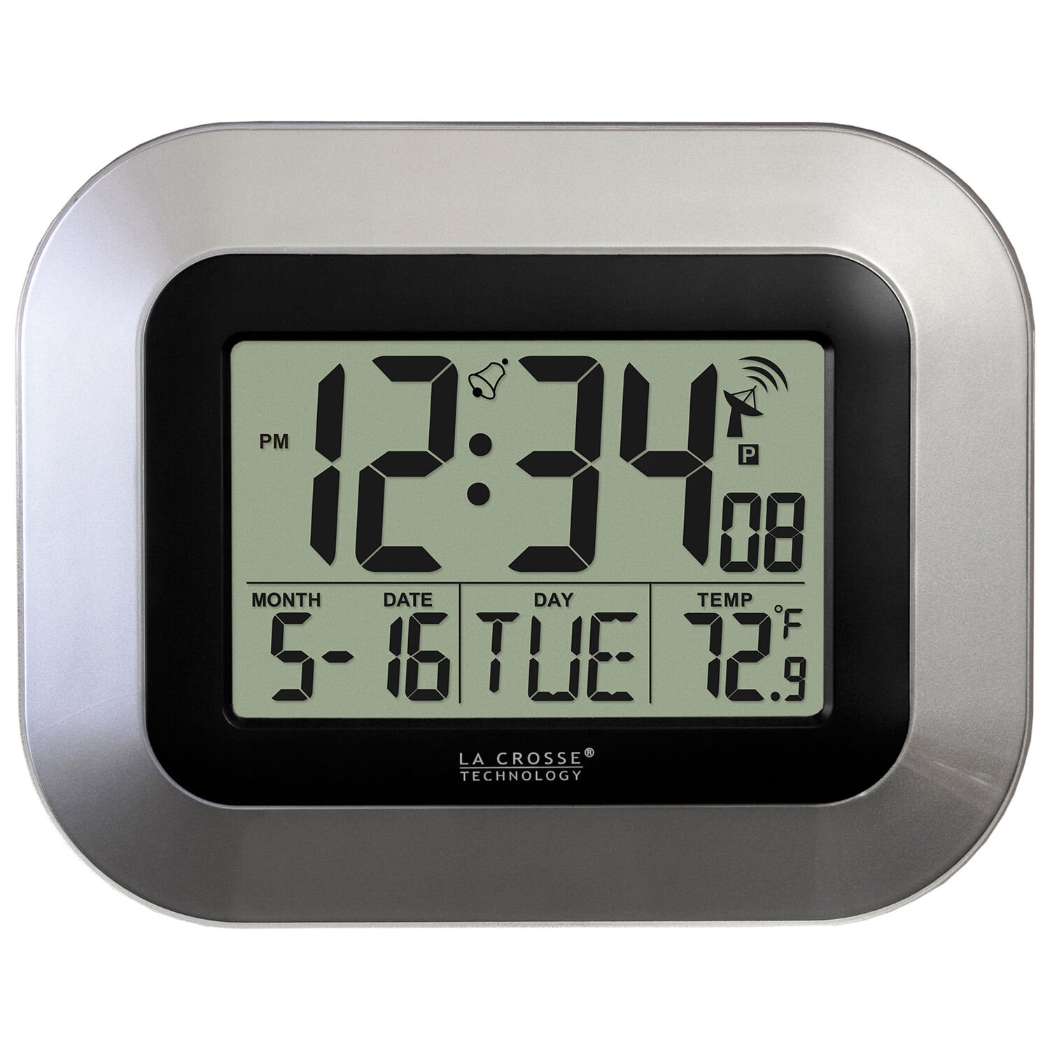 WT-8005U-S La Crosse Technology Atomic Digital Wall Clock IN Temperature & Date