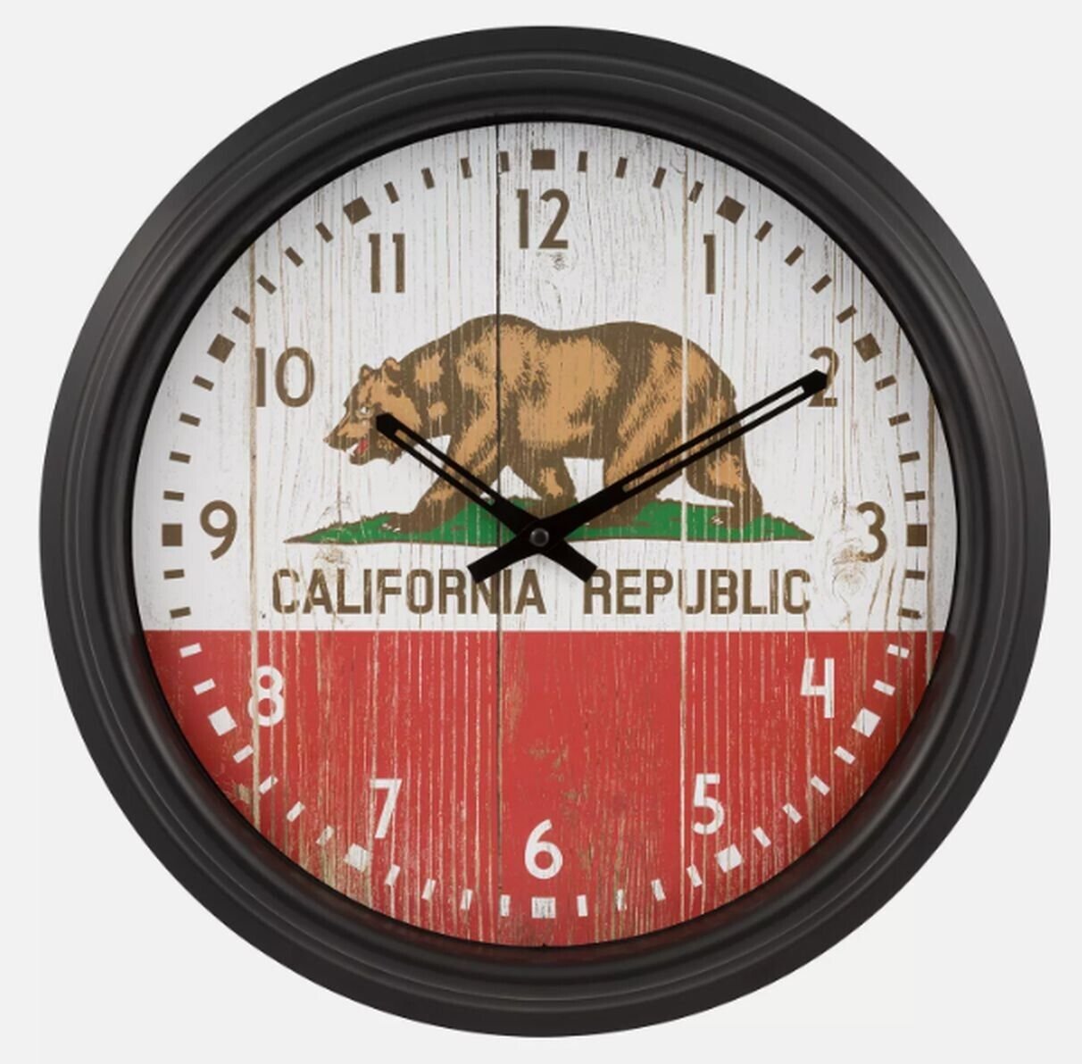 X-Large Plastic Outdoor Wall Clock, app.16", CALIFORNIA REPUBLIC BEAR, La Crosse
