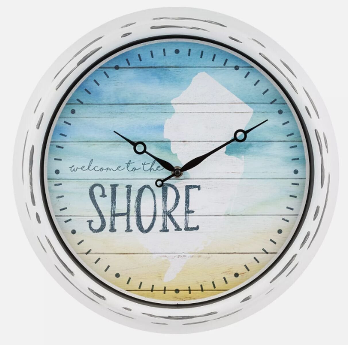 X-Large Plastic Outdoor Wall Clock, app.16", WELCOME TO JERSEY SHORE, La Crosse