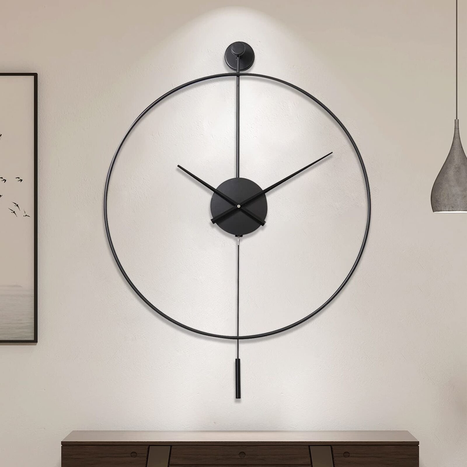 YISITEONE Classical Large Decorative Wall Clock with Pendulum, Modern Non-Tic...