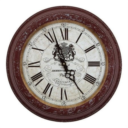 Yosemite Circular Iron Wall Clock with Distressed Red Iron Frame