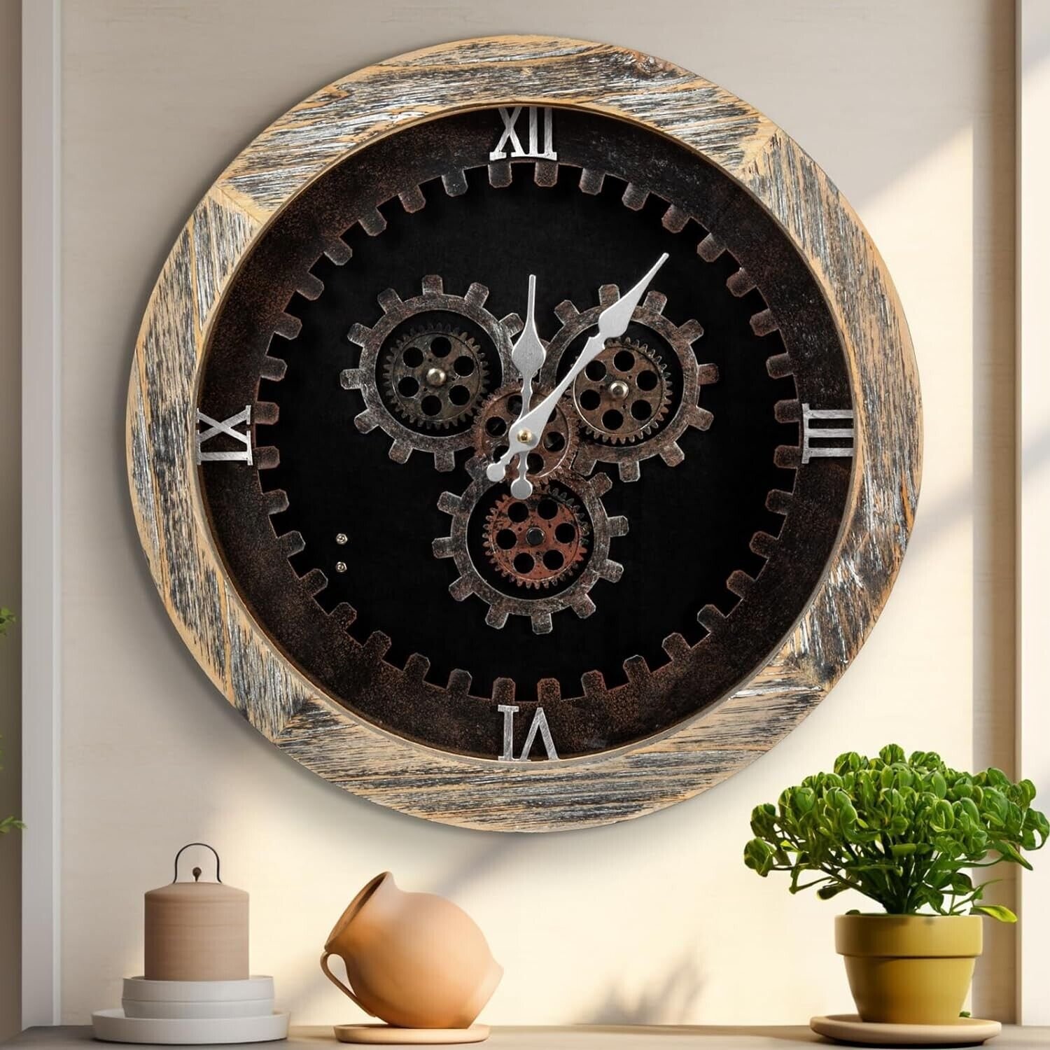 ZBJZJM 16 Large Wall Clocks with Moving Gears