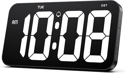 Zgrmbo 11" Digital Wall Clock with 4" Huge Clear Digits - Digital Clock for Wall with Auto-Dimming, Week, Support Standard/Military Time Format, DST - A Clock for Living Room, Classroom