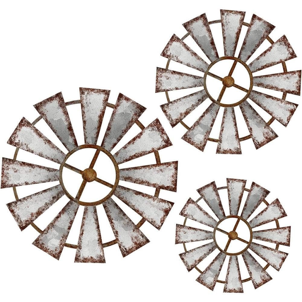 3-Piece Wood Windmill Wall Decor Rustic Wall Decor Kitchen Living Room Wall...