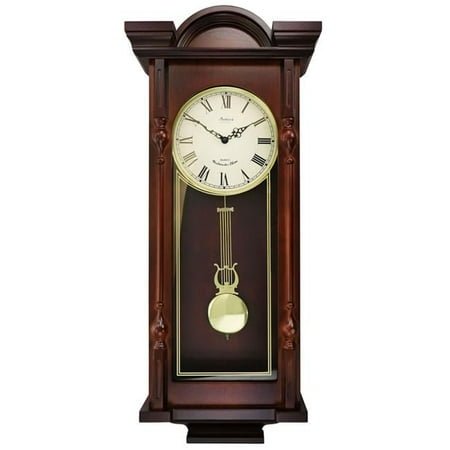 31 in. Grand Chiming Pendulum Wall Clock, Antique Mahogany Cherry