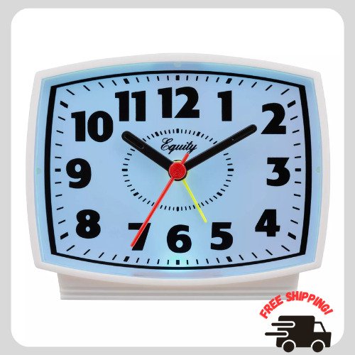 3 In. Tall Electrical Analog White Alarm Clock with Backlight