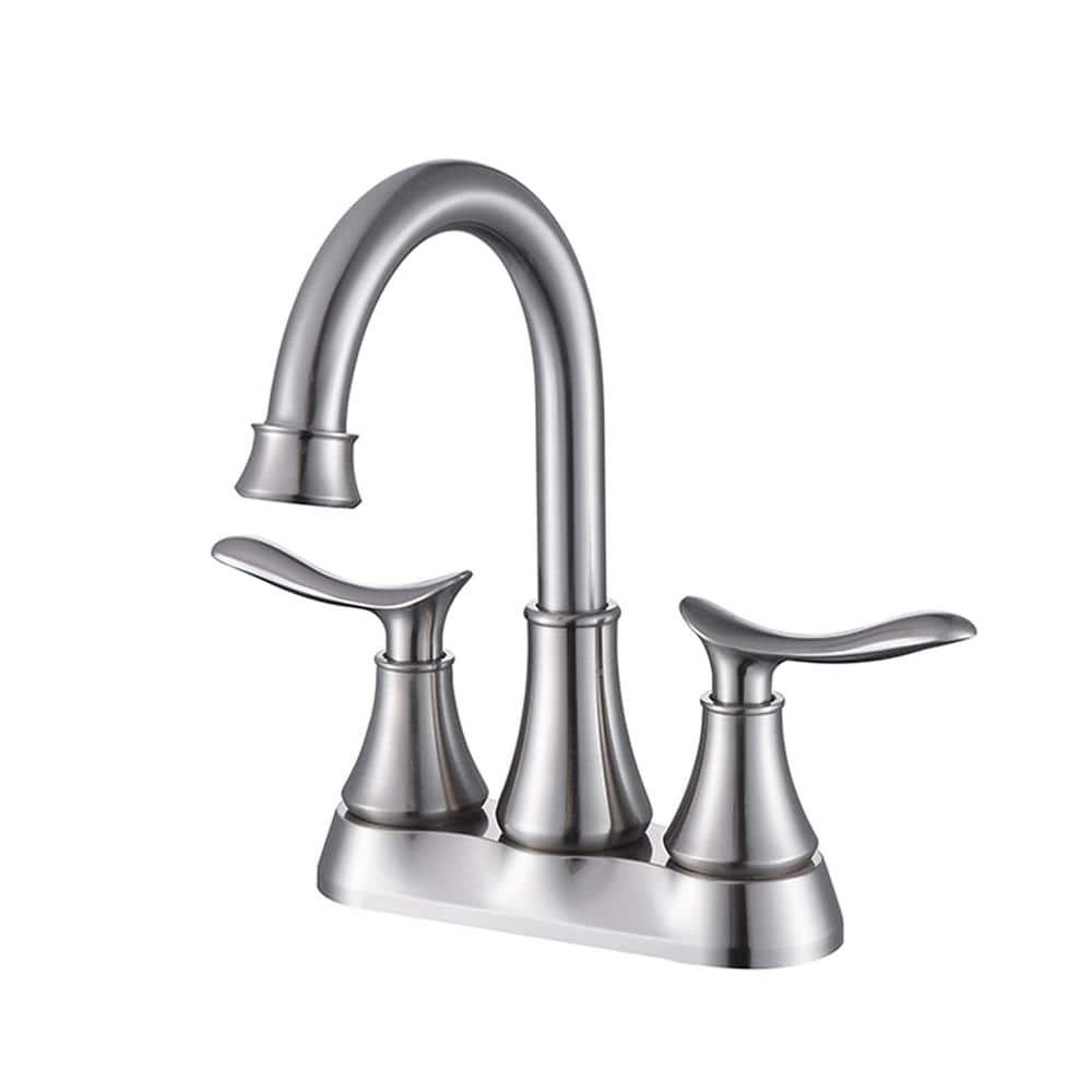 4 in. Centerset Double-Handle High Arc Bathroom Faucet with Pop-Up Drain and...