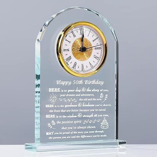 50th Birthday Gifts for Women Men - Crystal Clock Gifts Personalized 1974 50 Year Old Birthday Present for Her Him - Happy 50th Birthday Gifts Ideas for Mom Dad Unique