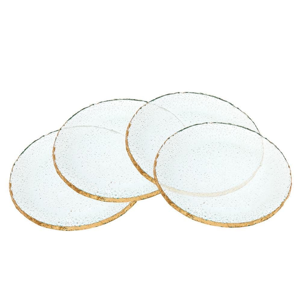 7 in. Harper Crystal Dessert Plates with Gold Trim (Set of 4)