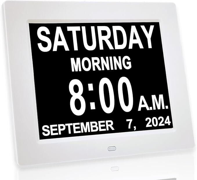 8" Digital Day Calendar, Clock and Alarm