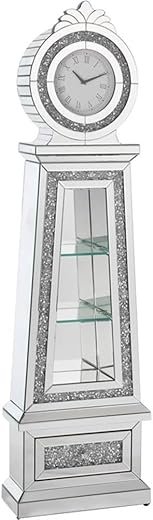 Acme Noralie Grandfather Clock in Mirrored & Faux Diamonds