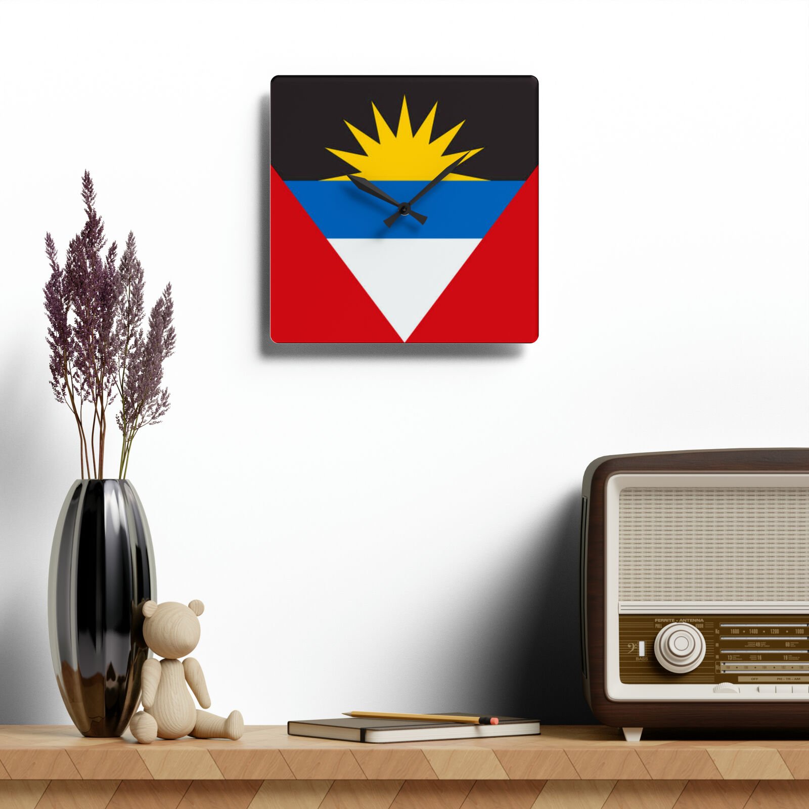 Antigua Flag Acrylic Wall Clock