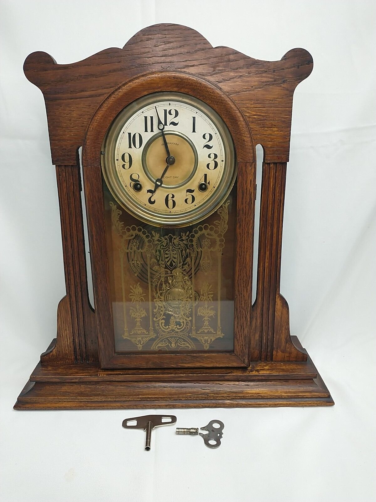 Antique Vintage Ingram 8 Day Kitchen Mantle Wall Chiming Clock