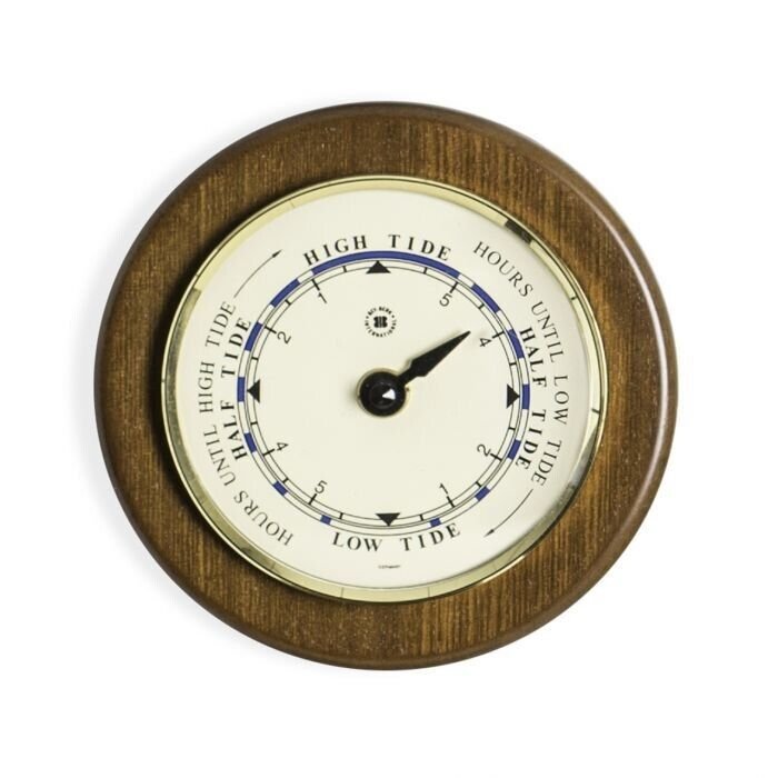 Bey Berk Tide Clock on 5" Cherry Wood with Brass Bezel.