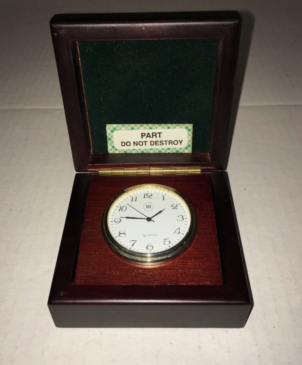 Bey Berk Travel Clock Mahogony Wood Desk Top Clock In A Box SQ544T See Descript.