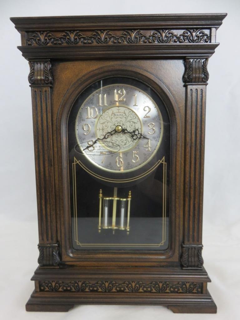 Bulova Versailles Wooden Mantel Clock B1928 Westminster/Whittington Chimes 14"