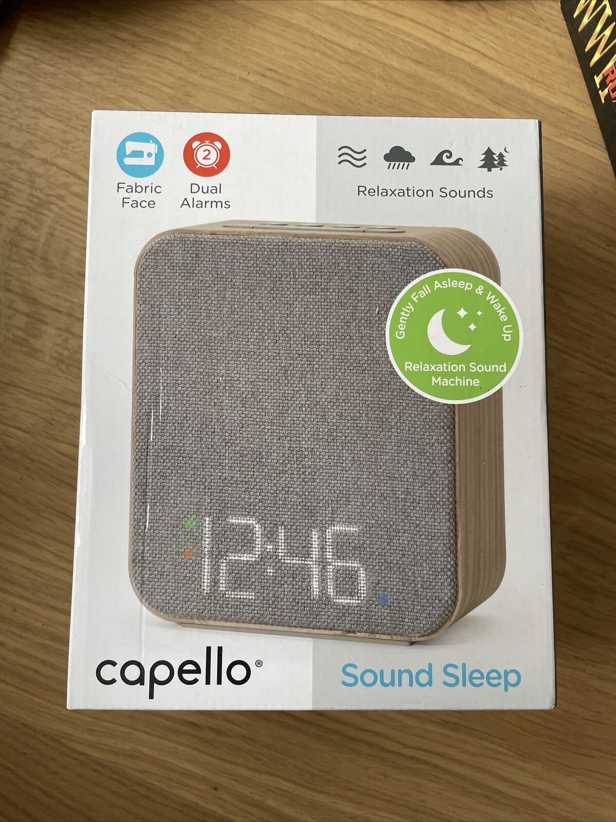 Capello Wood Sound Sleep Digital Alarm Table Clock Gray - Open Box