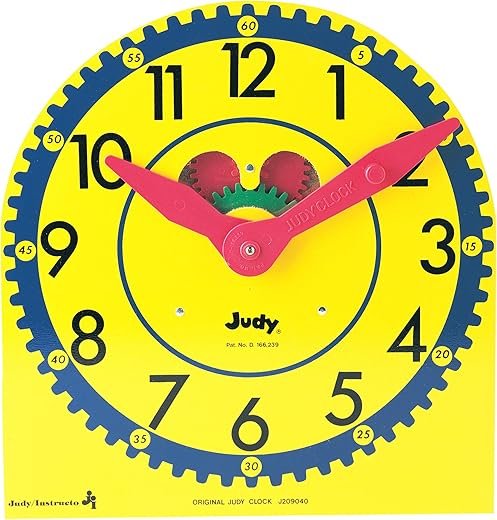 Carson Dellosa Judy Clock Telling Time Clock, 13.5 x 13 Telling Time Teaching Clocks for Kids, Kindergarten, 1st Grade, 2nd Grade, 3rd Grade Telling Time Manipulatives
