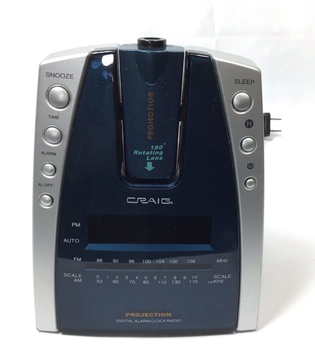 Craig Projection Digital Alarm Clock AM/FM Radio 180° Rotating Lens CR41025