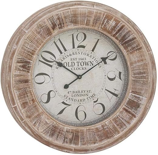 Deco 79 Vintage Wood Wall Clock 31" D-52139, LARGE SIZE, Brown