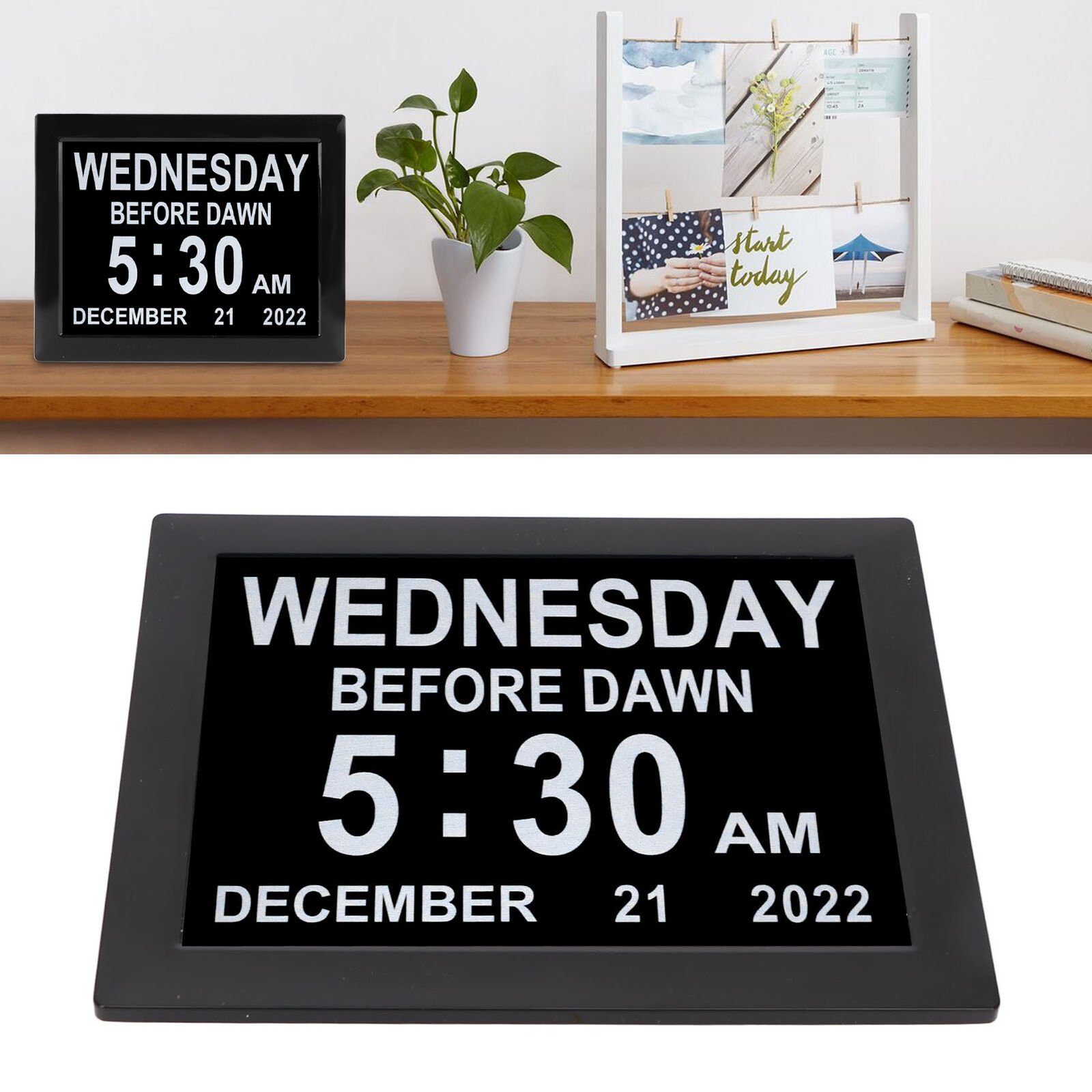 Digital Day Calendar Clock Auto Dimming Large Display Elderly Digital Clock