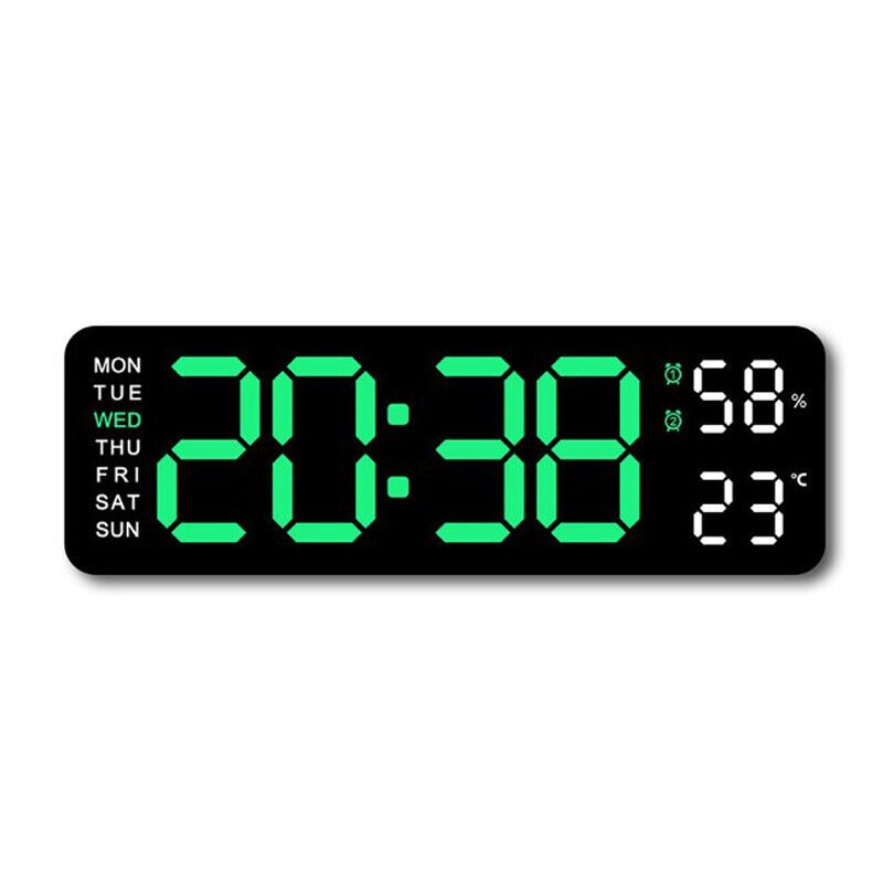 Digital LED Desk Alarm Clock Large LED Display Wall Clock Temperature Humidity