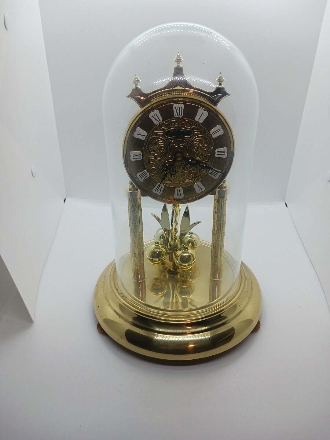 DOME Versailles Mantle Clock Quartz Pendulum Glass Case 12"X8"