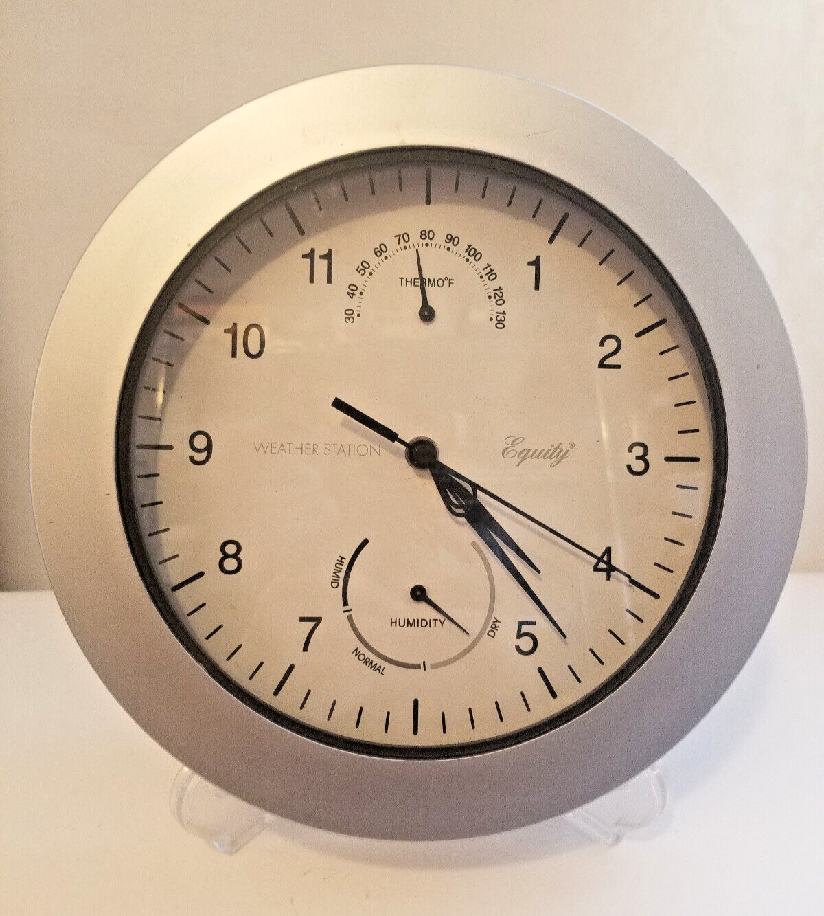 Equity 10" Round Indoor Weather Station Wall Clock Thermometer Humidity READ