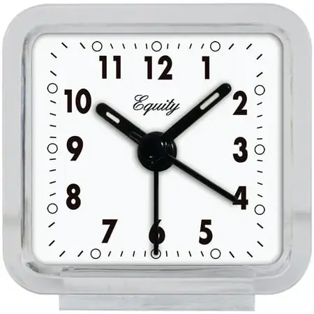 Equity 21038 2 . 50 x 2 . 50 inch Clear Quartz Analog Alarm Clock